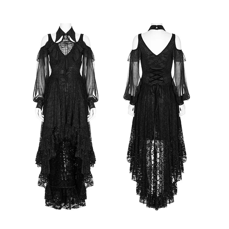 Gothic Irregular Hem Lace Slim Fit Dress