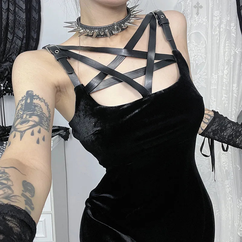 Goth Velvet Pentagram Dress