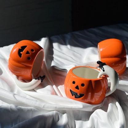 Ghost Handle Pumpkin Mug