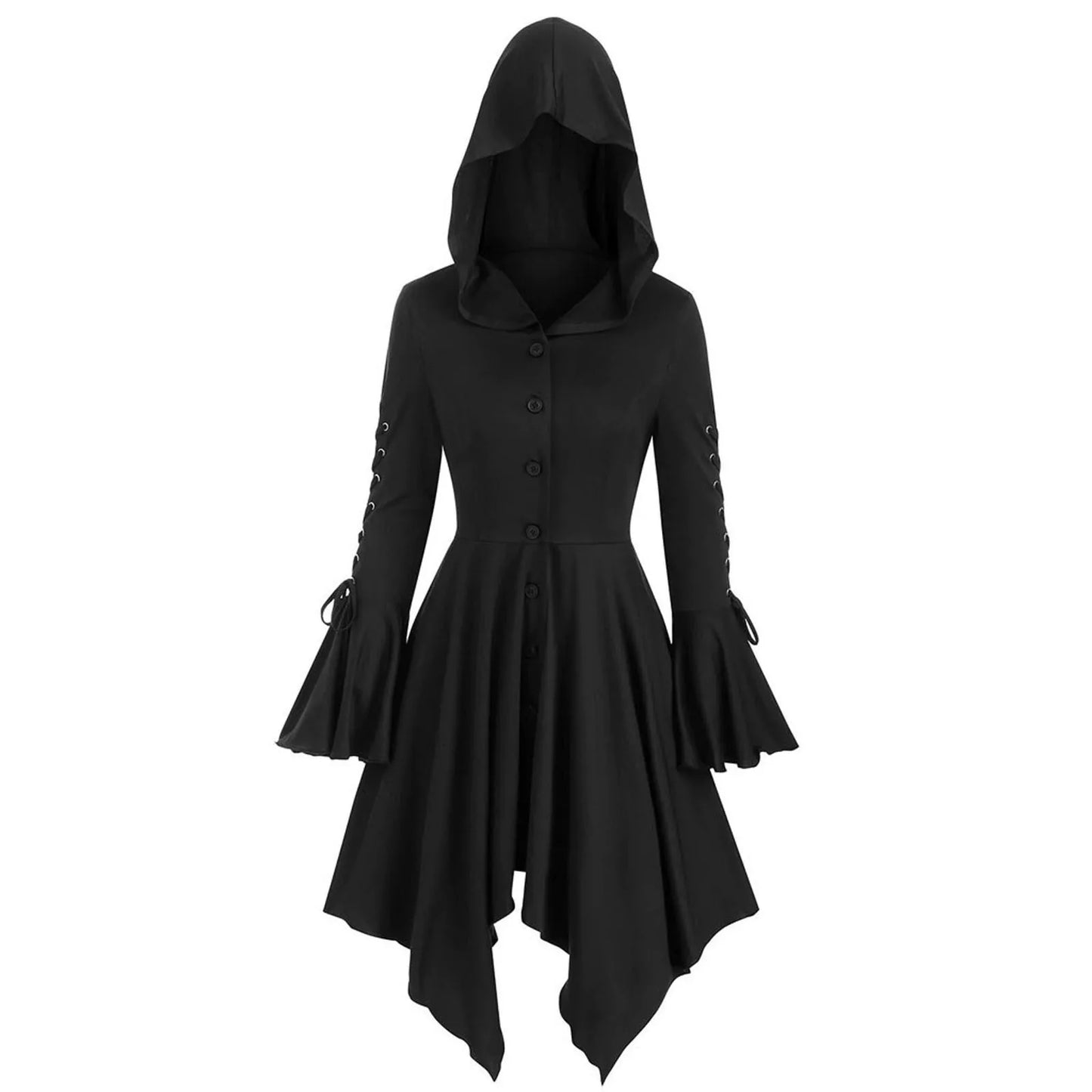 Hooded Gothic Button Up Victorian Coat