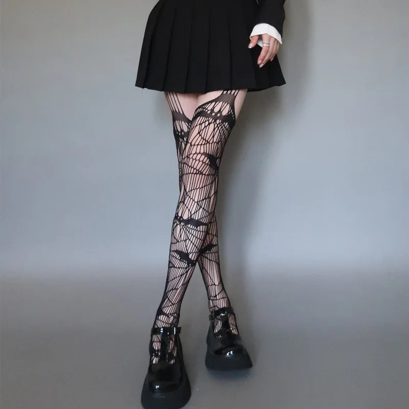 Bat Split Fishnet Tights