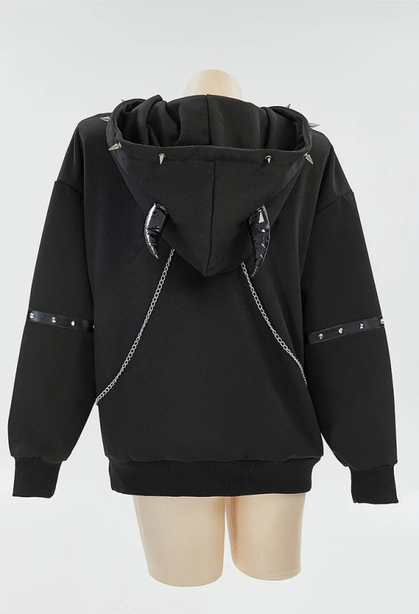 Devils Playground Gothic Horned Hoodie