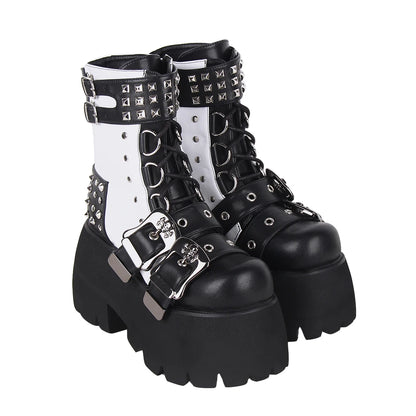 Black and White Punk Platform Boots