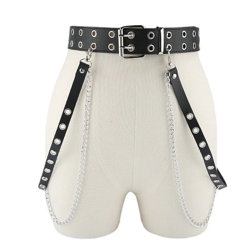 Double Strap Punk Chain Belt