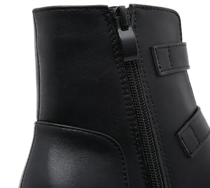 Bat Buckle Platform Ankle Boots