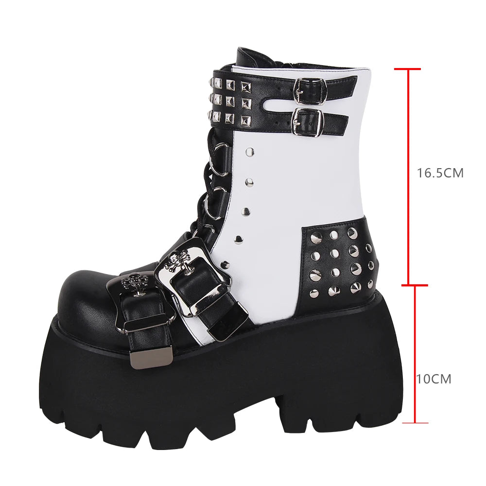 Black and White Punk Platform Boots