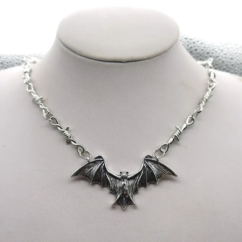 Barbed Wire Bat Necklace