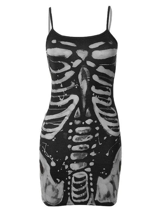 Living Dead Skeleton Print Bodycon Dress