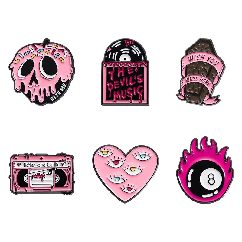 Pink Spooky Enamel Pins