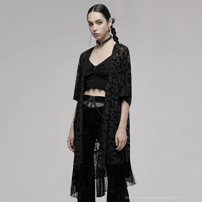 Nocturnal Creature Mesh Tassel Cardigan