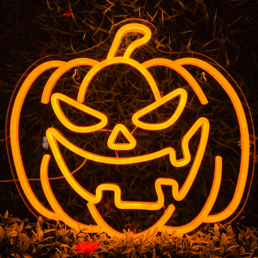 Spooky Orange Pumpkin LED Neon Light Sign