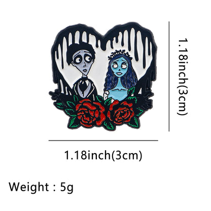 Spooky Movie Couples Enamel Pins