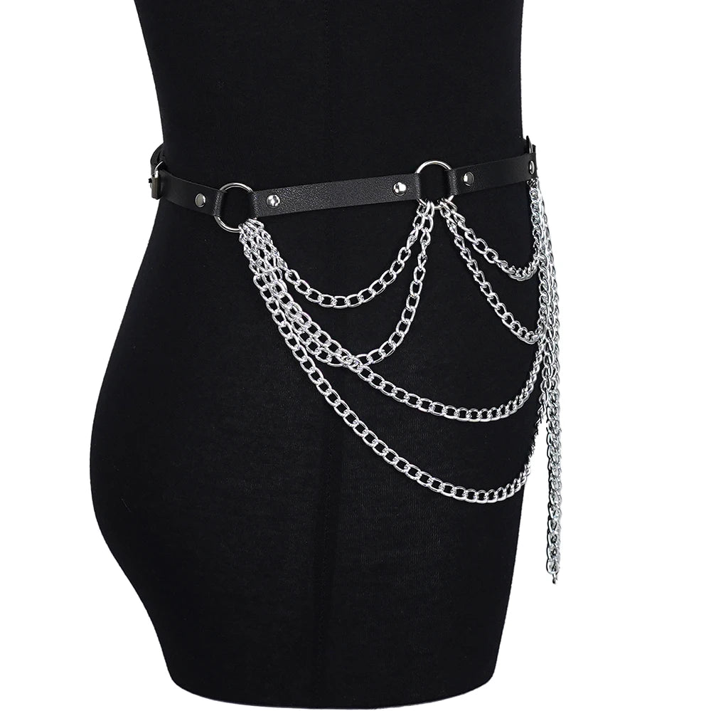 Multi Chain Layered Goth Belt