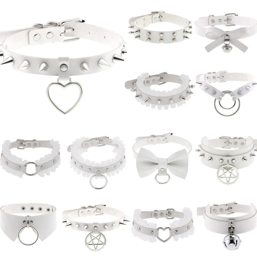 White Punk Choker Necklace