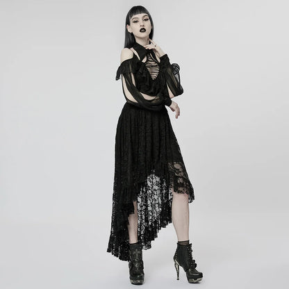 Gothic Irregular Hem Lace Slim Fit Dress