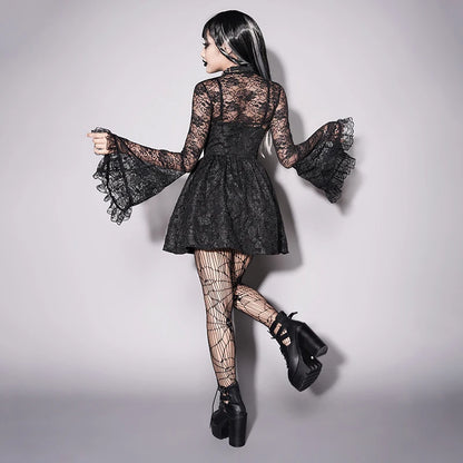 Lace Gothic See Through Black Flare Sleeve Cover