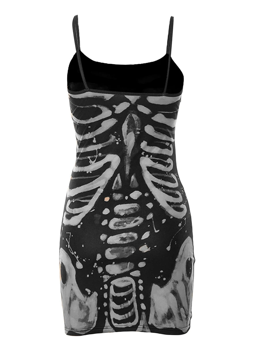 Living Dead Skeleton Print Bodycon Dress