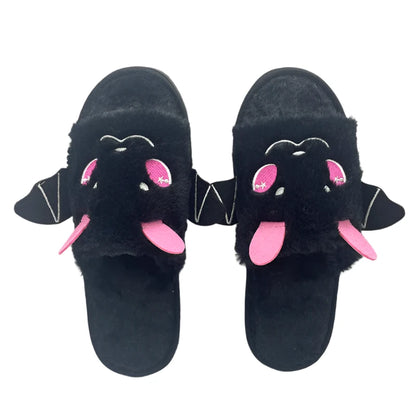 Cute Bratty Batty Pink and Black House Slippers