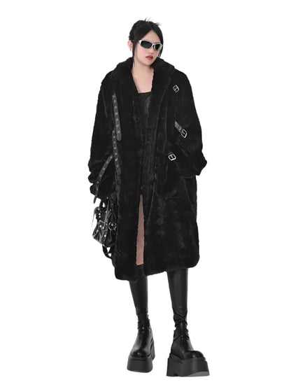 Faux Fur Bondage Long Coat