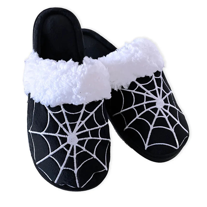 Spider Web Plush House Slippers