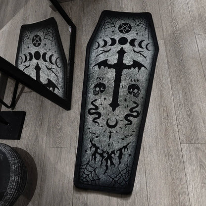 Dark Goth Moon phase Coffin Rug