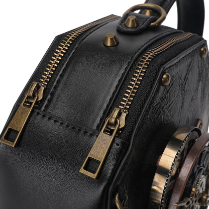 Leather Clock Bag Steampunk hand and Shoulder Bag