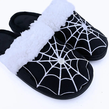 Spider Web Plush House Slippers