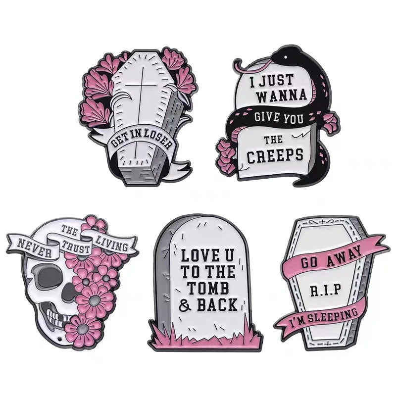 Pink Cute living Dead Girl Enamel Pins