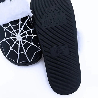 Spider Web Plush House Slippers