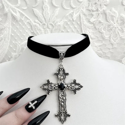 Gothic Vintage Victorian Cross Choker