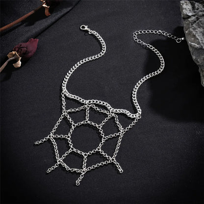 Punk Multilayer Spider Web Bra Chest Chain