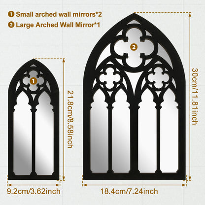 Wall Mounted Gothic Cathedral Arched Mirror Set