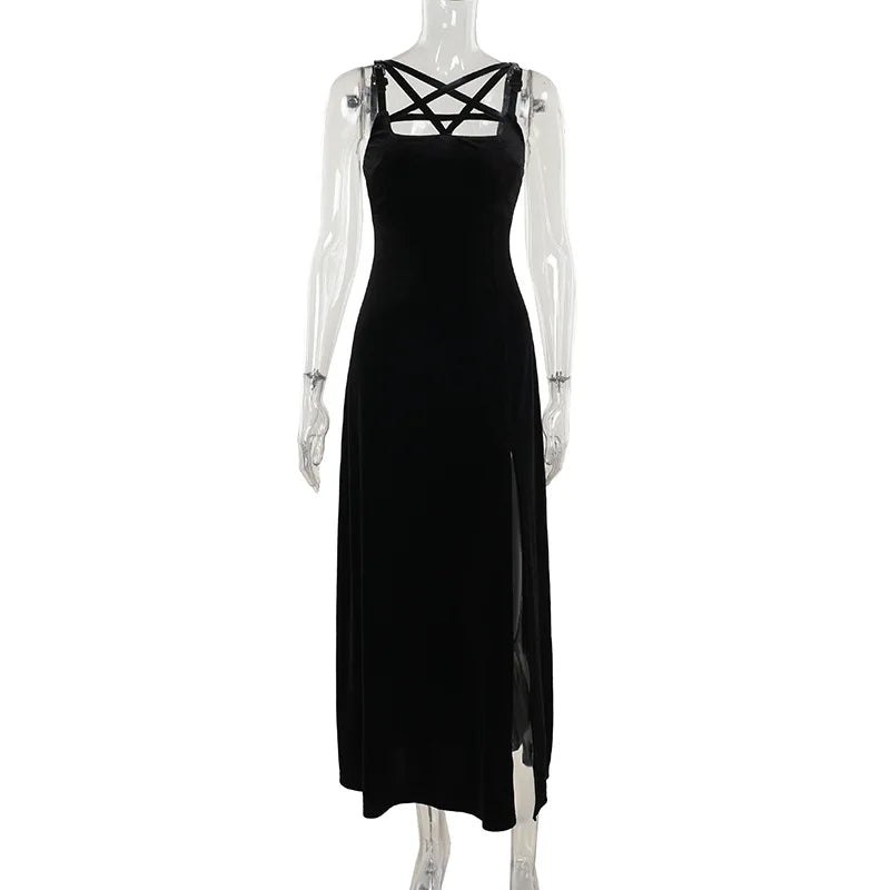 Goth Velvet Pentagram Dress