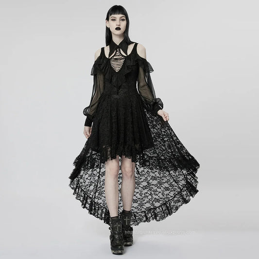 Gothic Irregular Hem Lace Slim Fit Dress