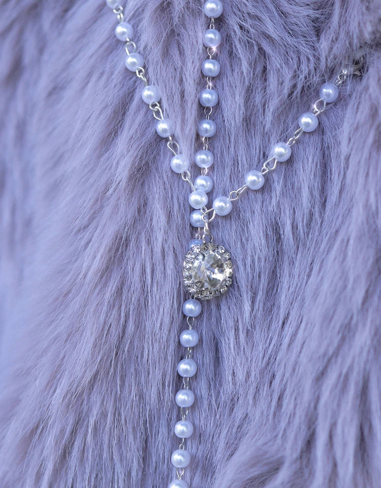 Pastel Goth Purple Faux Fur Coat