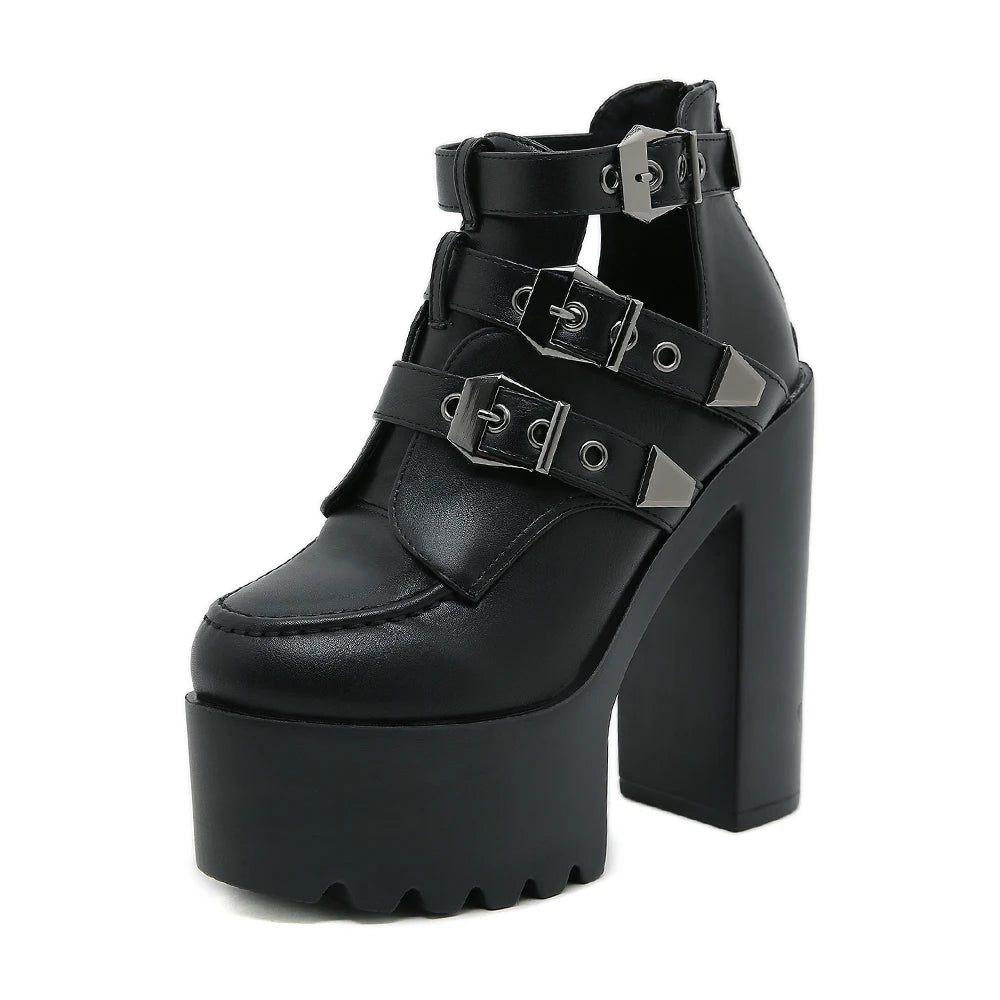 Coffin Buckle Platform Heels