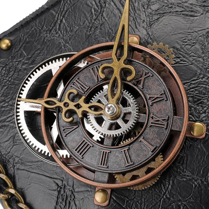 Leather Clock Bag Steampunk hand and Shoulder Bag