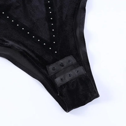 Gothic Velvet Halter Bodysuit