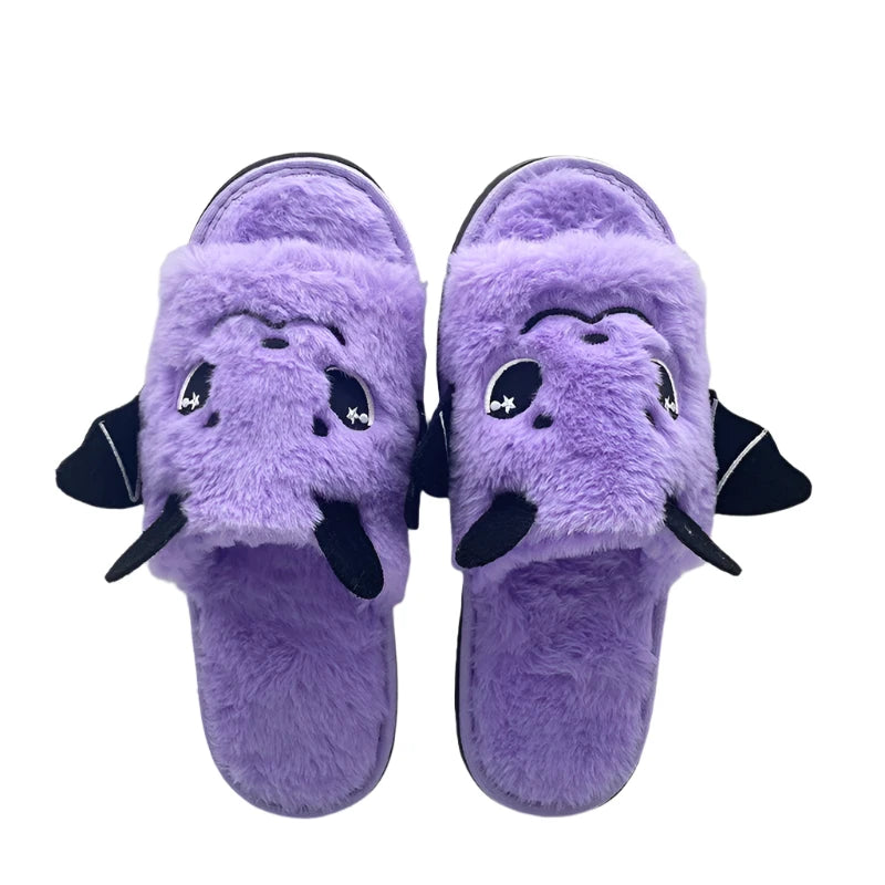 Cute Batty Purple House Slippers