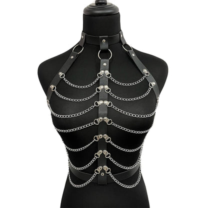 Multi-Layered Chain Goth Chest Harness