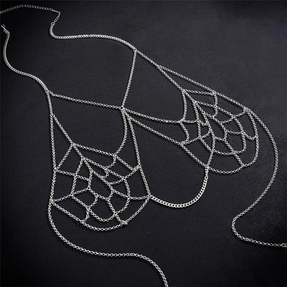 Punk Multilayer Spider Web Bra Chest Chain