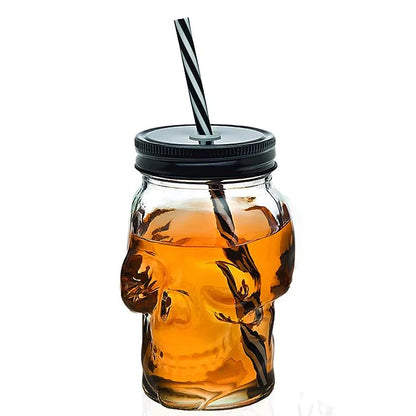 Skull Glass Mason Jar Cup