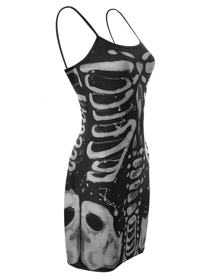 Living Dead Skeleton Print Bodycon Dress