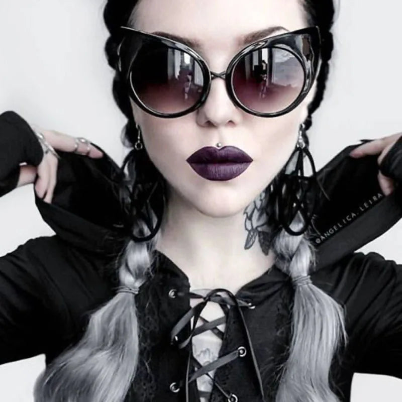 Dark Black Gothic Cat Eyes Sunglasses