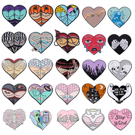 Spooky Heart Enamel Pins