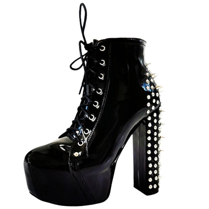 Spiked Platform High Heel Boots