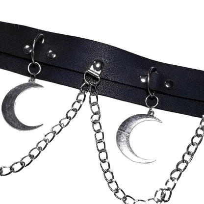 Gothic Moon Pendant Layered Belt