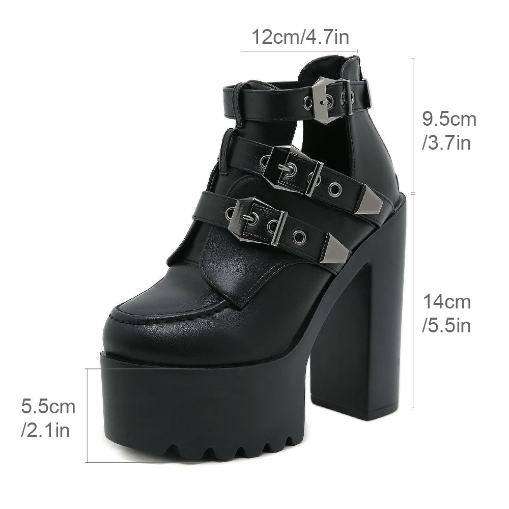 Coffin Buckle Platform Heels