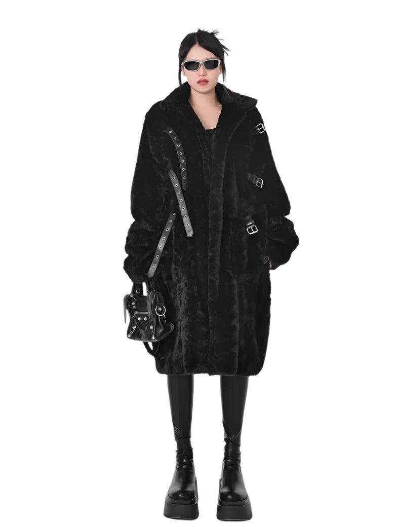 Faux Fur Bondage Long Coat