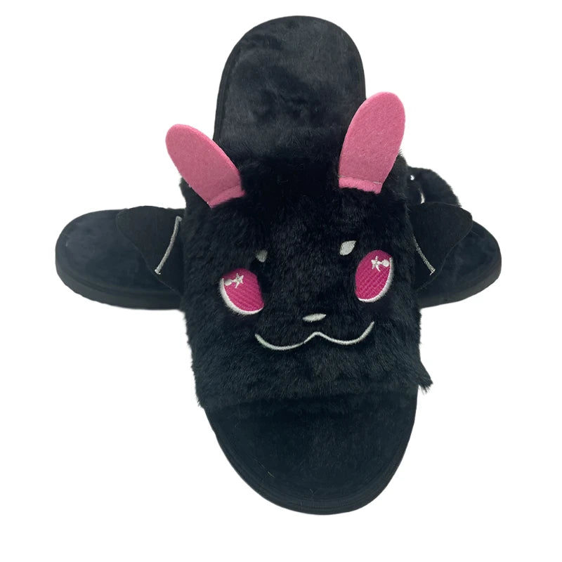 Cute Bratty Batty Pink and Black House Slippers